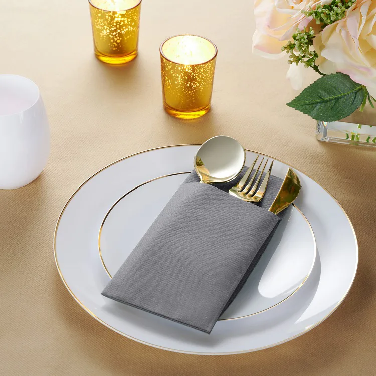 Premium Gray Solid Paper Napkins