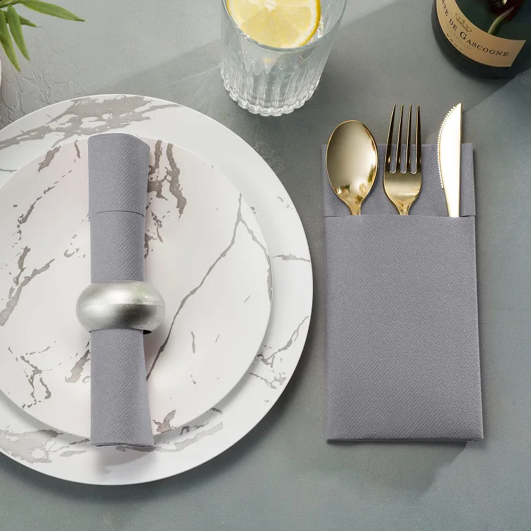 Premium Gray Solid Paper Napkins